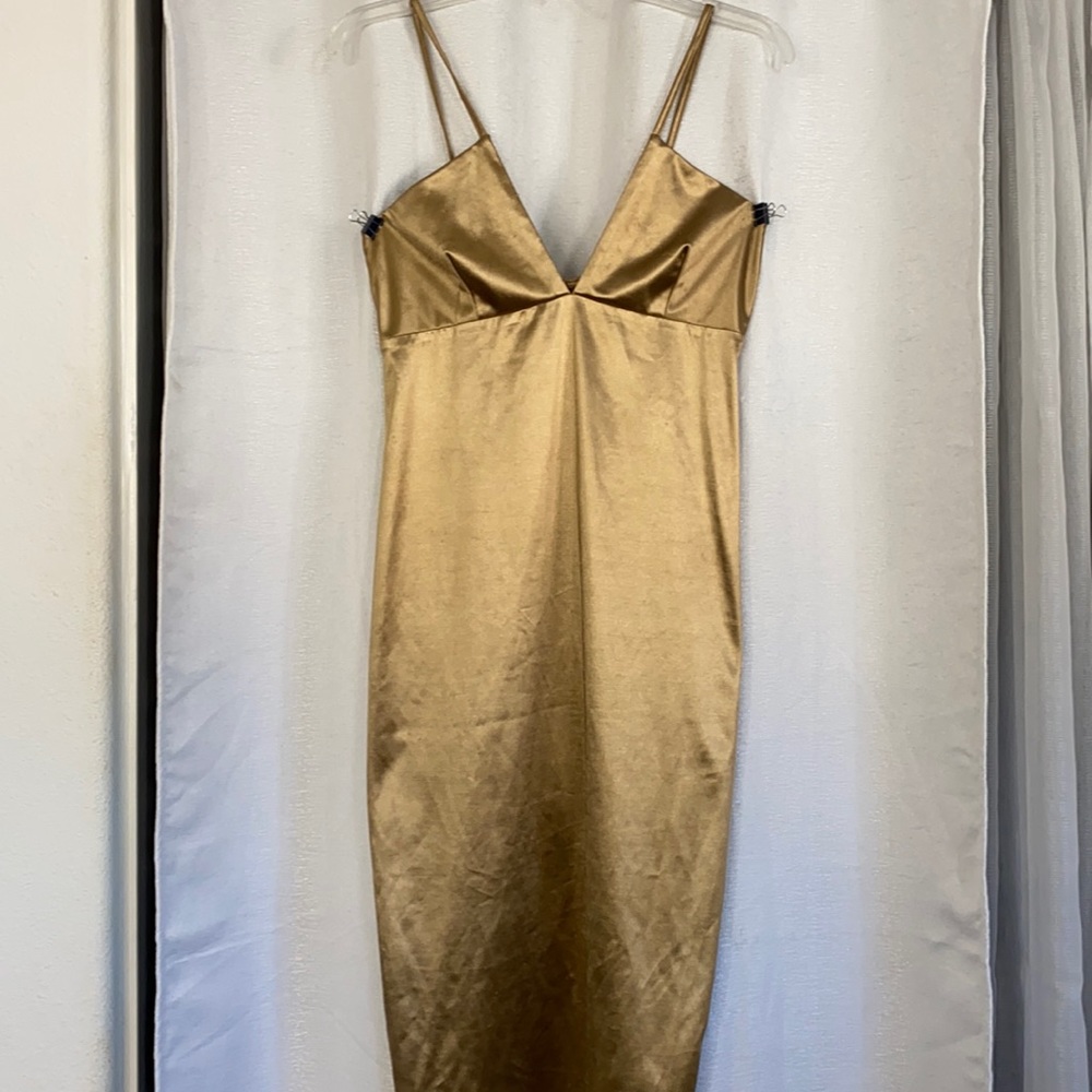 Gold, silk dress